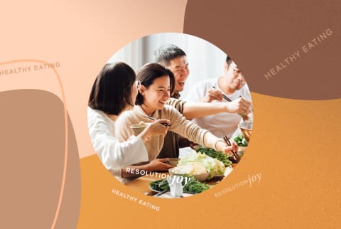 Happy asian people eating a healthy meal Happy asian people eating a healthy meal