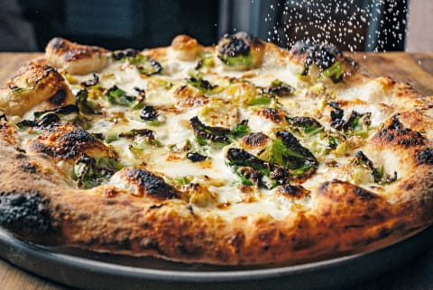 brussels sprout pizza with cheese brussels sprout pizza with cheese